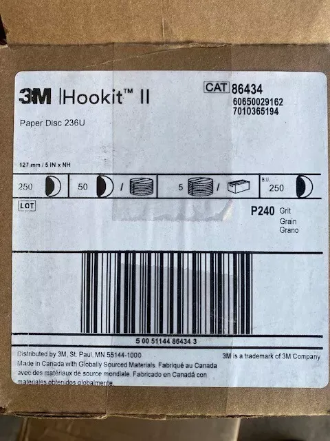 3M-Hook It Gold 5" Disc 50 pack Grit 240 86434