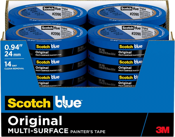 3M 2090 24EC 1' X 60' Blue Masking Tape 2090-24EC 36 count box
