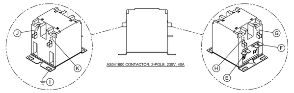 American Sanders Legend CONTACTOR, 2-POLE, 230V, 40A AS041600