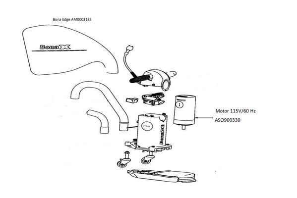 Bona Edge Grey Motor 110/60hz complete ASO900330