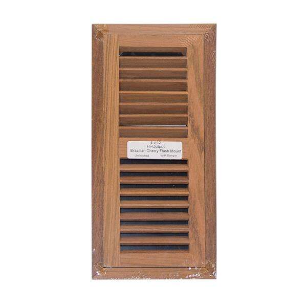 BRAZILIAN CHERRY WV-Unfinished Brazilian Cherry Wood Vent 4 x 12 Flush Mount