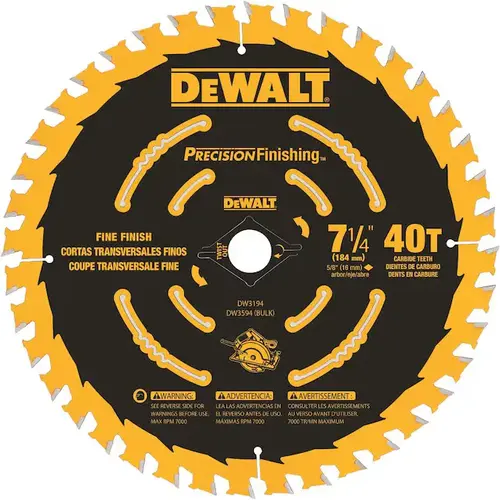 DEWALT DW3594 7 1/4 x 40T Precion Finish Saw Blade