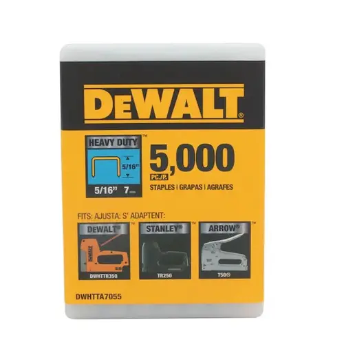 DEWALT DWHTTA7055 Heavy Duty Narrow Crown Staples 5/16 Inch Crown - 5 PK