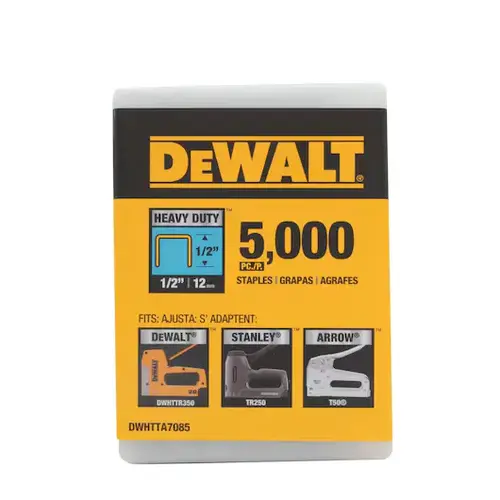 DEWALT DWHTTA7085 Heavy Duty Narrow Crown Staples 1/2 Inch Crown - 5 PK