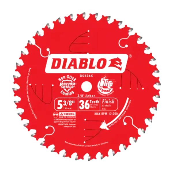 DIABLO 5 3/8 X 36 ATB Finish Cordless Trim Saw Blade with 10mm Arbor D0536X