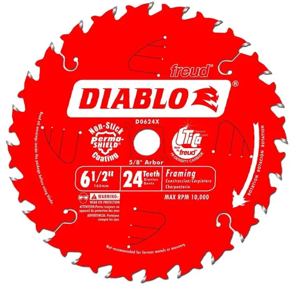 DIABLO 6 1/2 X 24 ATB Framing Saw Blade with 5/8' Arbor D0624X