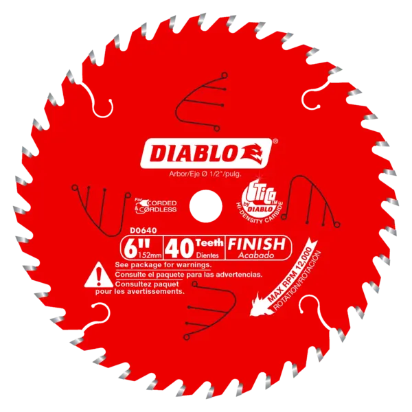 DIABLO 6 X 40 ATB Trim Saw Blade with 1/2' Arbor D0640X