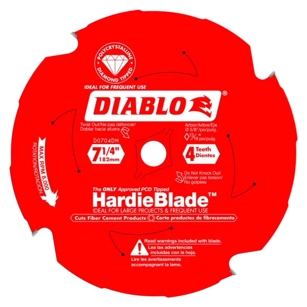 DIABLO 7 1/4 X 4 Polycrystalline Diamond (PCD) Tipped TCG Hardie Fiber Cement Saw Blade with 5/8...