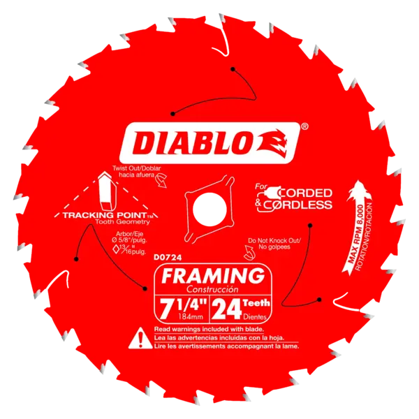 DIABLO 7 1/4 X 24 Framing Saw Blade D0724A