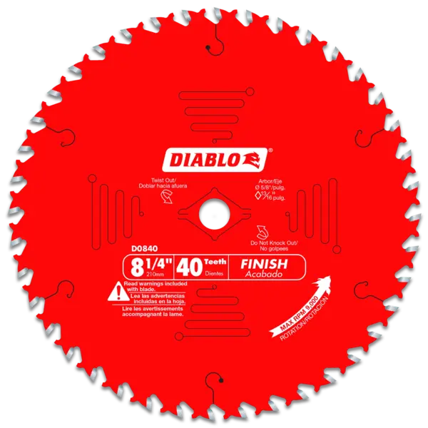DIABLO 8-1/4 X 40 ATB Finishing Saw Blade with 5/8" Arbor D0840X