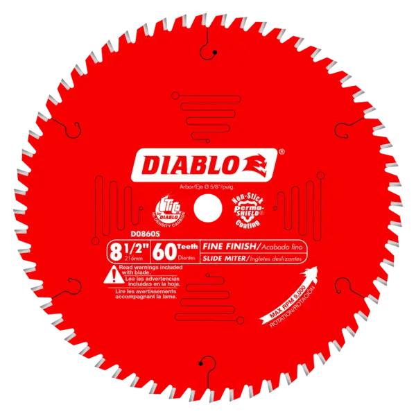 DIABLO 8-1/2 X 60 Fine Finishing Miter Saw Blade with 5/8' Arbor D0860S