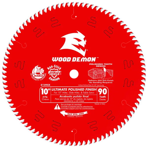 DIABLO 10 X 90 Ultimate Flawless Finish Saw Blade with 5/8" Arbor D1090X