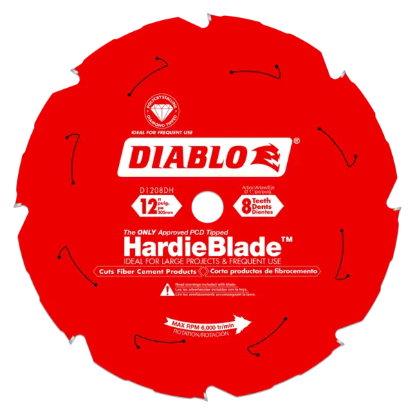 DIABLO 12 X 8 Polycrystalline Diamond (PCD) Tipped TCG Hardie Fiber Cement Saw Blade with 1' Arb...