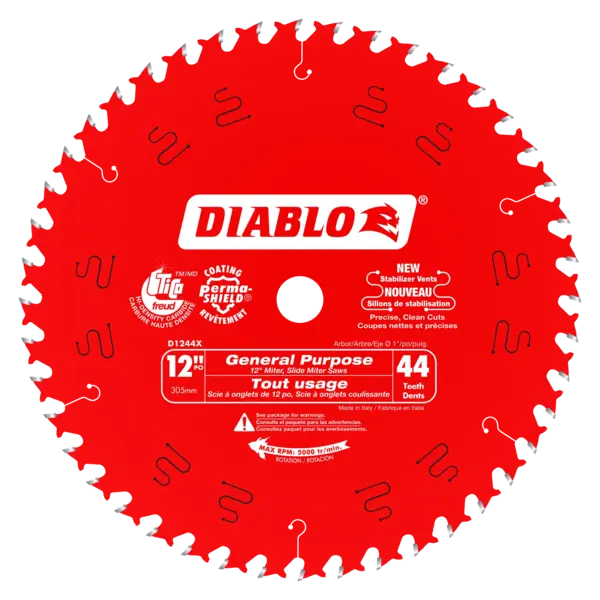 DIABLO 12 X 44 General Purpose Saw Blade with 1' Arbor D1244X
