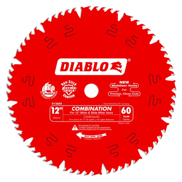 DIABLO 12 X 60 Combination Saw Blade with 1' Arbor D1260X