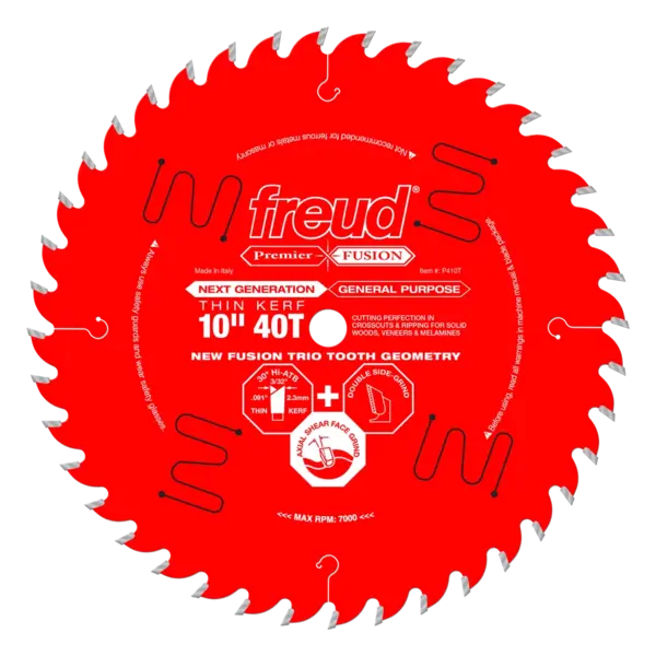 DIABLO Freud 10 X 40 Thin Kerf Premier Fusion General Purpose Saw Blade with 5/8' Arbor P410T