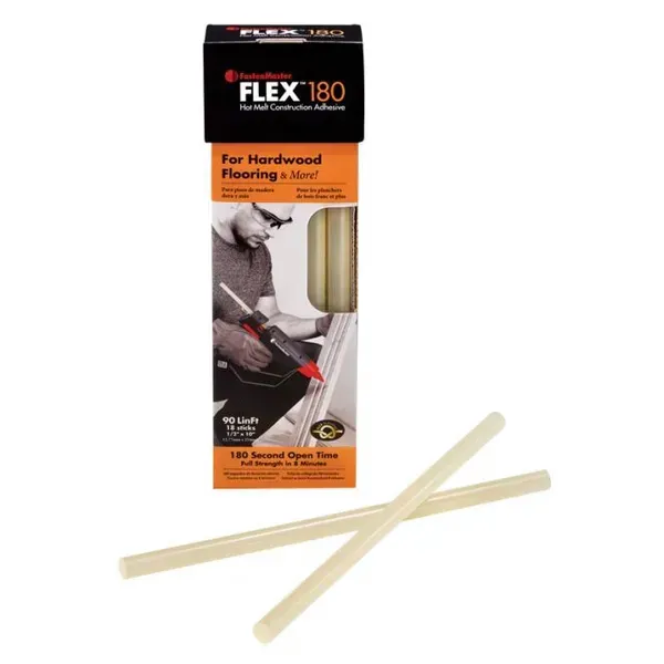 FASTENMASTER FMFLEX180 Flex Hot Melt Gluesticks per Box of 18 for flooring quick dry