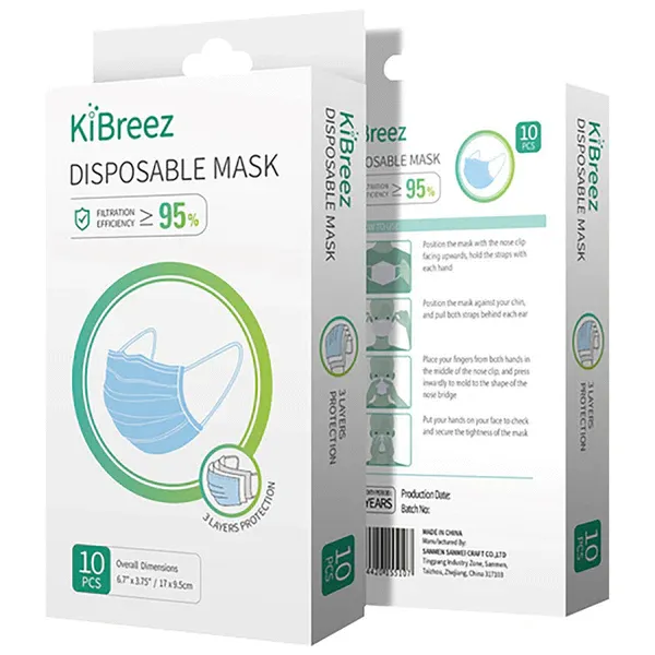 KiBreez General Purpose Disposable Mask Blue 50 pk