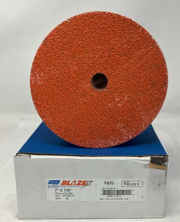 Norton NO-BlazeX Fiber edger disc 7" x 7/8" 25ct box 36 grit 70201