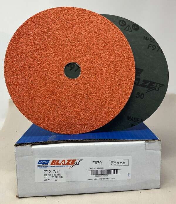 Norton NO-BlazeX Fiber edger disc 7" x 7/8" 25ct box 50 grit 70202