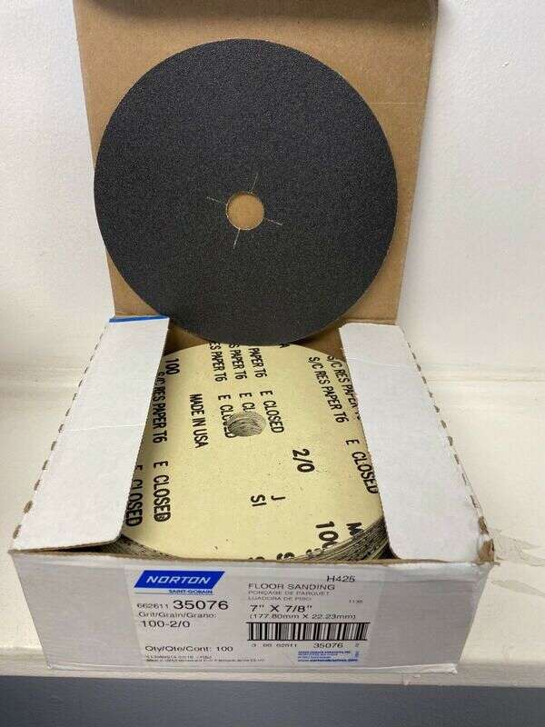 Norton NO-Durite 7"x7/8" Paper Edger Disc Grit 100 100/Box 35076