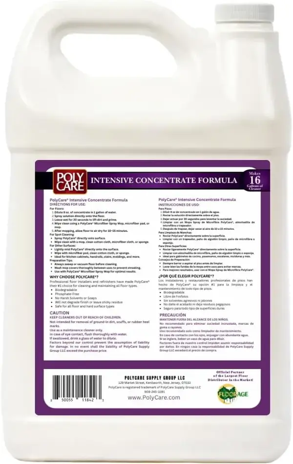 PolyCare Concentrated Intensive Floor Cleaner – Heavy Duty Power for Rough & Super Dirty Surfaces – Multi-Surface, No Smudges