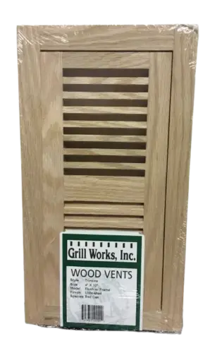 RED OAK Grillworks WV-Unfinished Red Oak Wood Vent 4 x 10 Flush Mount