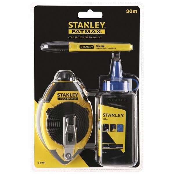Stanley 47-681 100 Chalk Line Reel & Blue Chalk Set