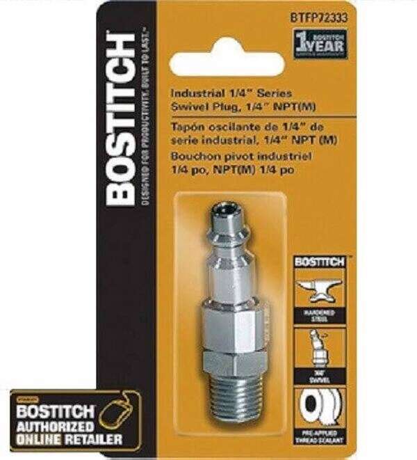 STANLEY BOSTITCH Bostitch BTFP72333 Industrial 1/4-Inch Series Swivel Plug with 1/4-Inch NPT Male Thread