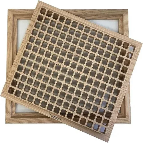 WHITE OAK WV-Unfinished White Oak Wood Vent 12X14 Flush Mount Egg Crate - WITH FRAME