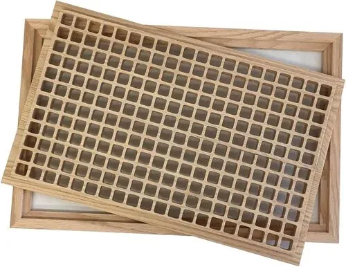 WHITE OAK WV-Unfinished White Oak Wood Vent 12X20 Flush Mount Egg Crate - WITH FRAME