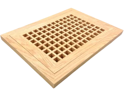 WHITE OAK WV-Unfinished Red Oak Wood Vent 8 x 40 Flush Mount Egg Crate - WITH FRAME
